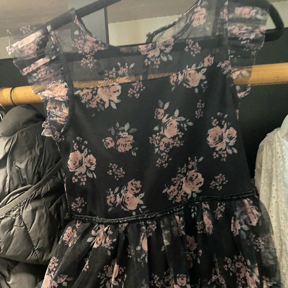 Nordstrom Black and Pink Floral Kids Dress